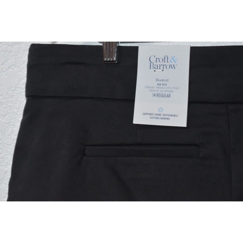 Croft Barrow Effortless Stretch Pants BLACK Pull-On Pockets Size 14 New w/tags - Picture 14 of 16